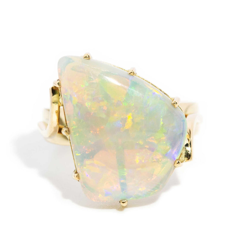 Jaina 1970s Freeform Crystal Opal Ring 18ct Gold