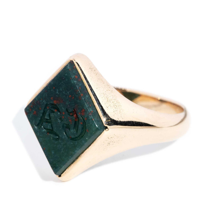 Jame 1920s Bloodstone Signet Ring 15ct Rose Gold