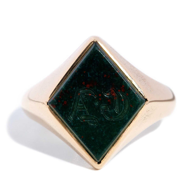 Jame 1920s Bloodstone Signet Ring 15ct Rose Gold