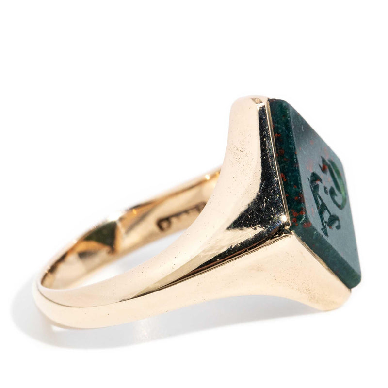 Jame 1920s Bloodstone Signet Ring 15ct Rose Gold