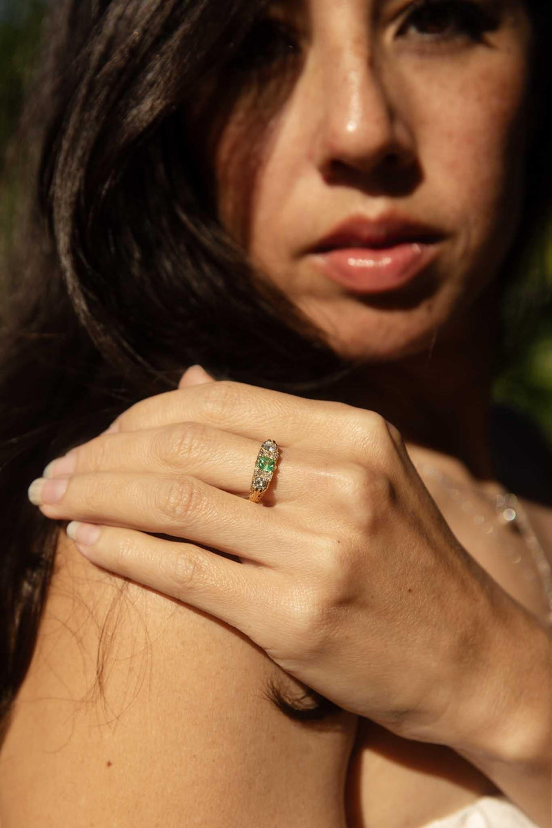 Jamie 1950s Emerald & Diamond Ring 18ct Gold