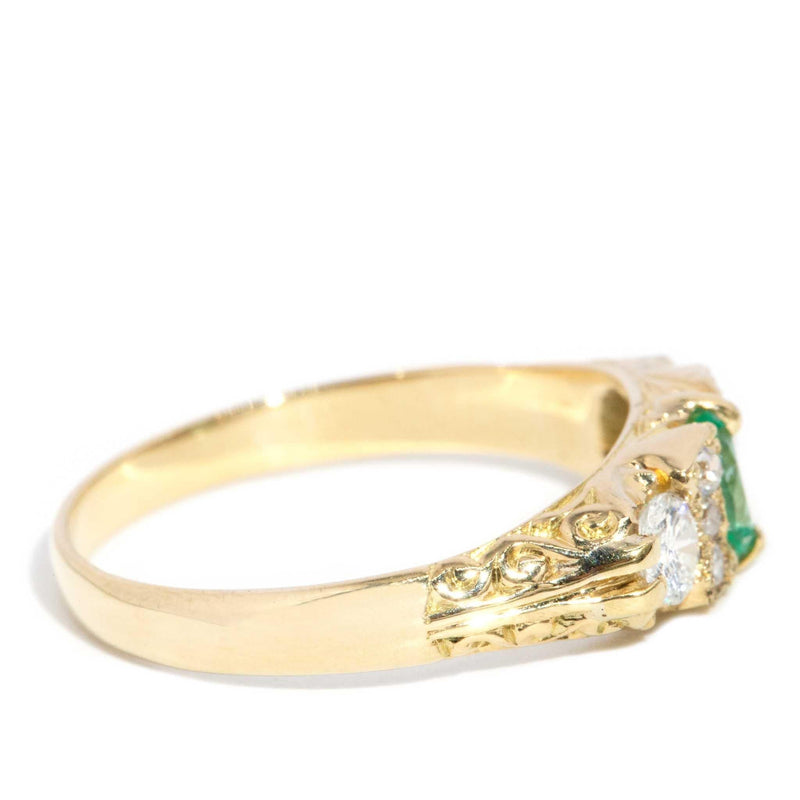 Jamie 1950s Emerald & Diamond Ring 18ct Gold