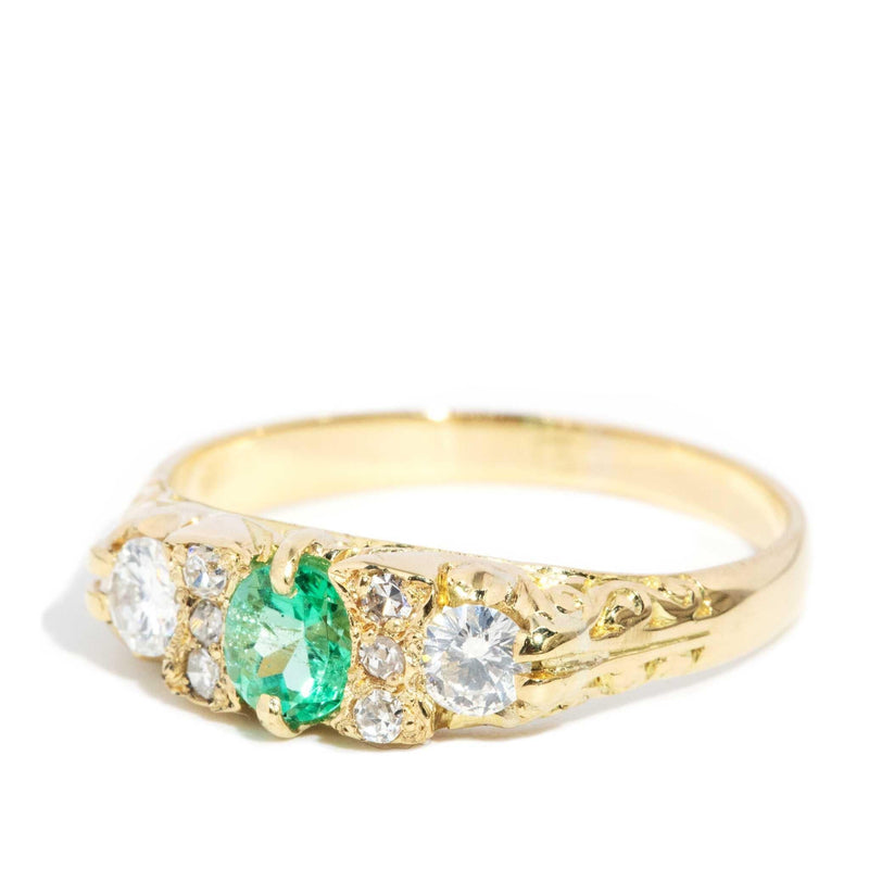 Jamie 1950s Emerald & Diamond Ring 18ct Gold