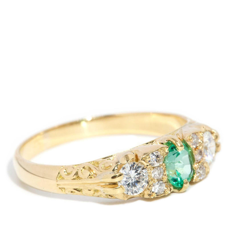 Jamie 1950s Emerald & Diamond Ring 18ct Gold