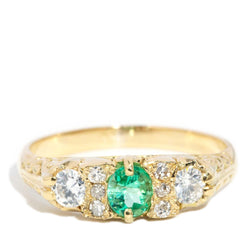 Jamie 1950s Emerald & Diamond Ring 18ct Gold