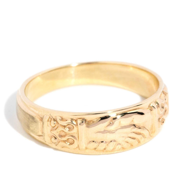 Janella 1980s Patterned Fede Ring 9ct Gold