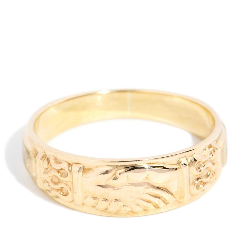 Janella 1980s Patterned Fede Ring 9ct Gold