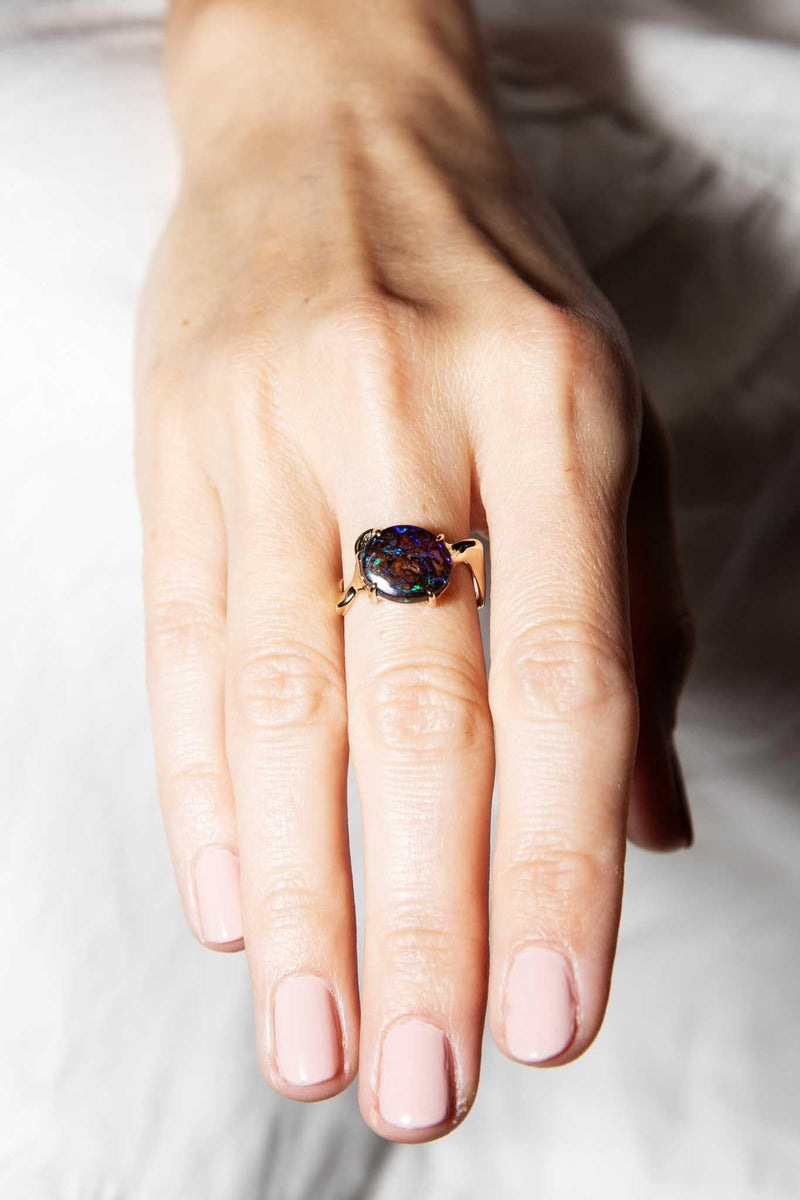 Jean 1980s Boulder Opal Ring 14ct Gold