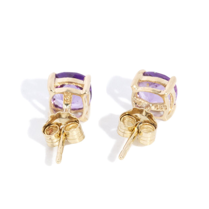 Jeanette Checkerboard Amethyst Studs 14ct Gold