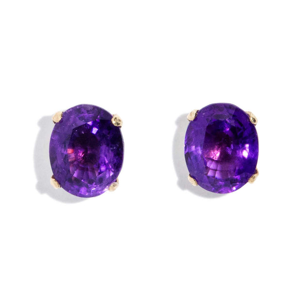 Jemma 1990s Amethyst Stud Earrings 18ct Gold