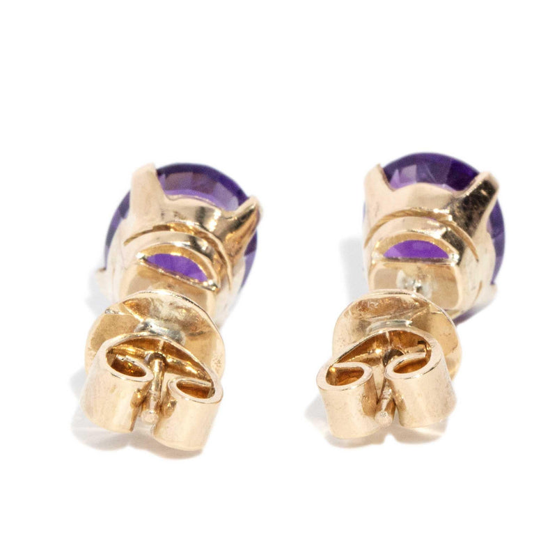 Jemma 1990s Amethyst Stud Earrings 18ct Gold