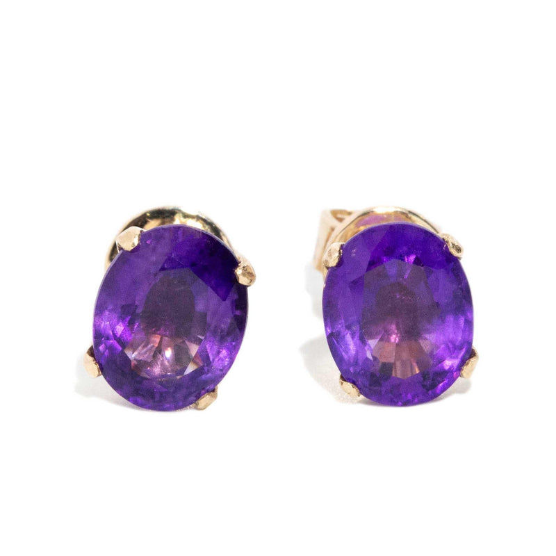 Jemma 1990s Amethyst Stud Earrings 18ct Gold