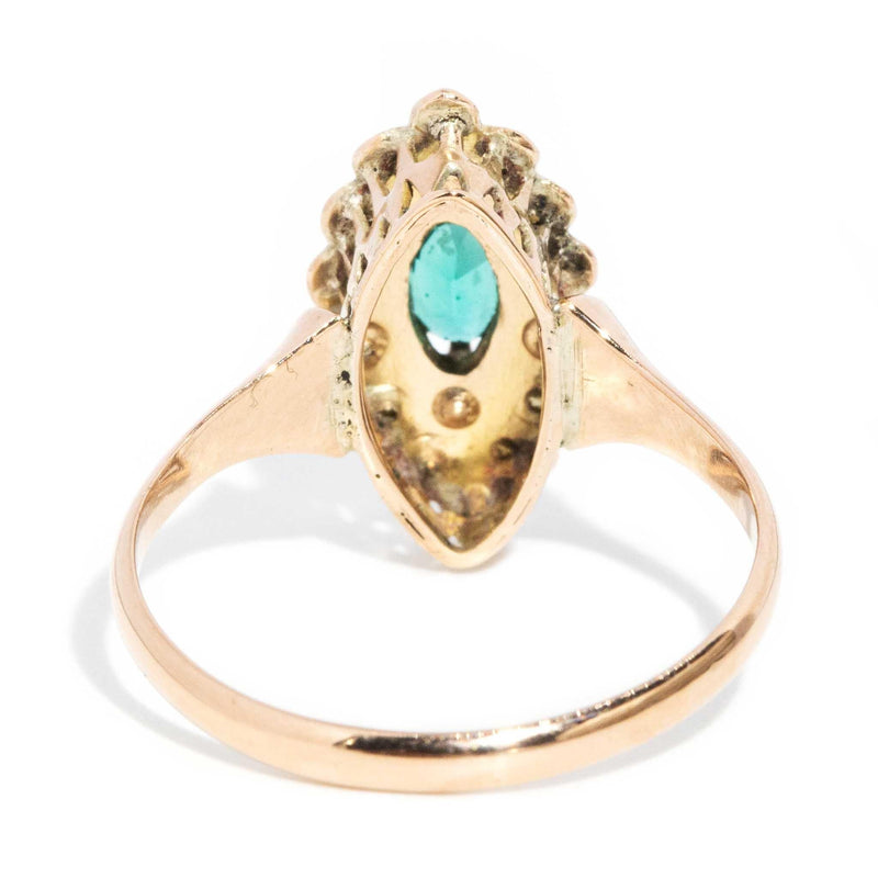 Jezabel 1930s Emerald & Seed Pearl Ring 15ct Gold