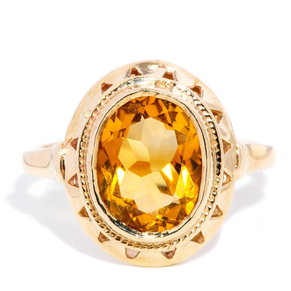 Josias 1980s Oval Citrine Ring 9ct Yellow Gold