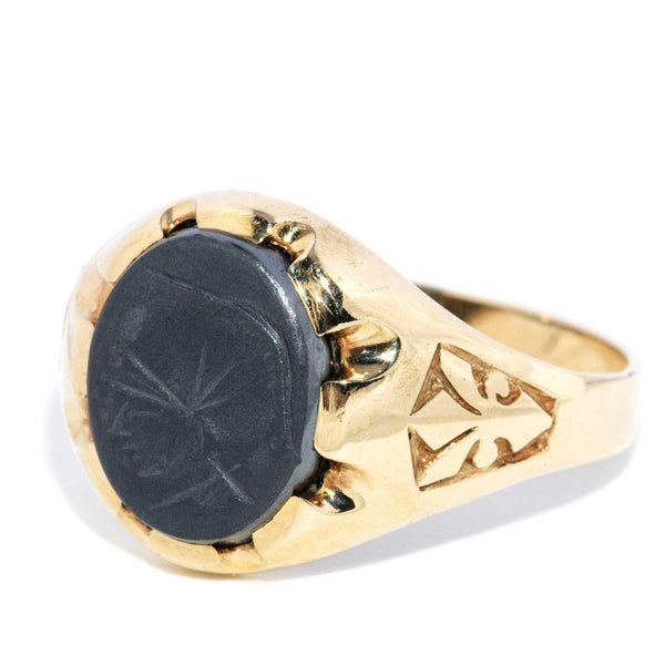 Kailany 1989 Roman Hematite Signet Ring 9ct Gold