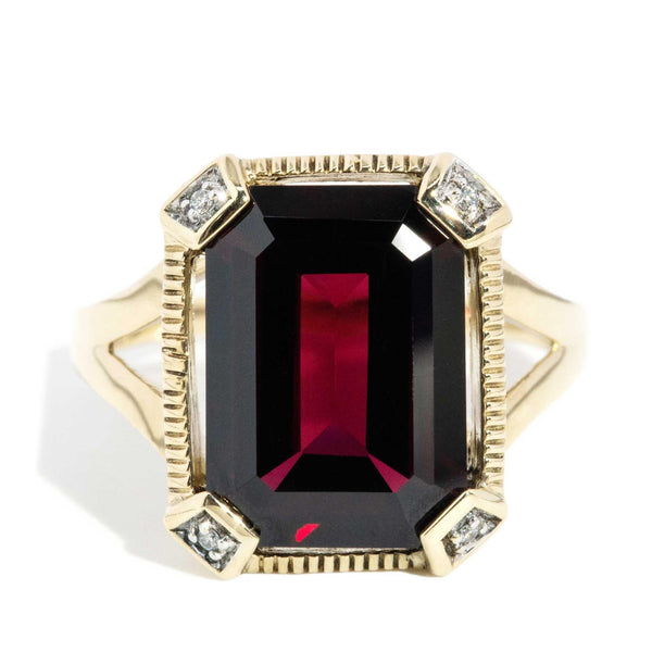 Kara 1990s Rhodolite Garnet & Diamond Ring 9ct Gold