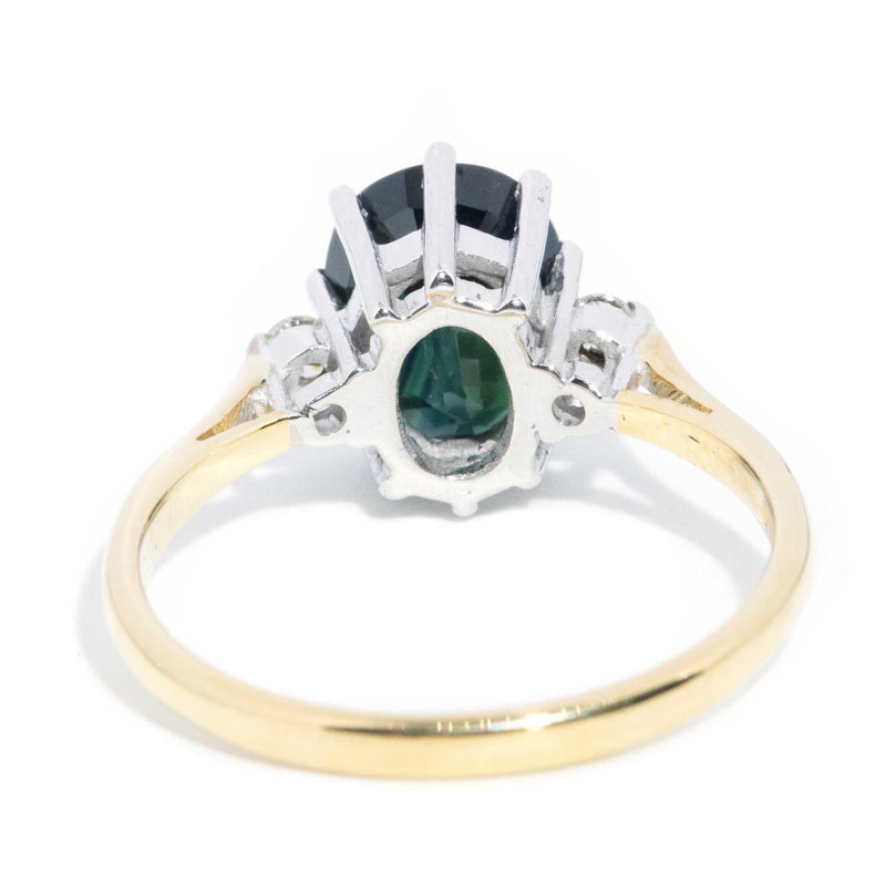 Kayla 1975 2.35ct Teal Sapphire & Diamond Ring 18ct