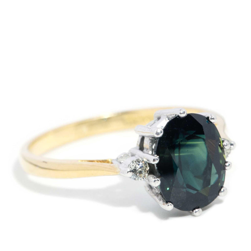 Kayla 1975 2.35ct Teal Sapphire & Diamond Ring 18ct