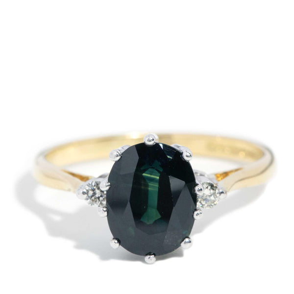 Kayla 1975 2.35ct Teal Sapphire & Diamond Ring 18ct