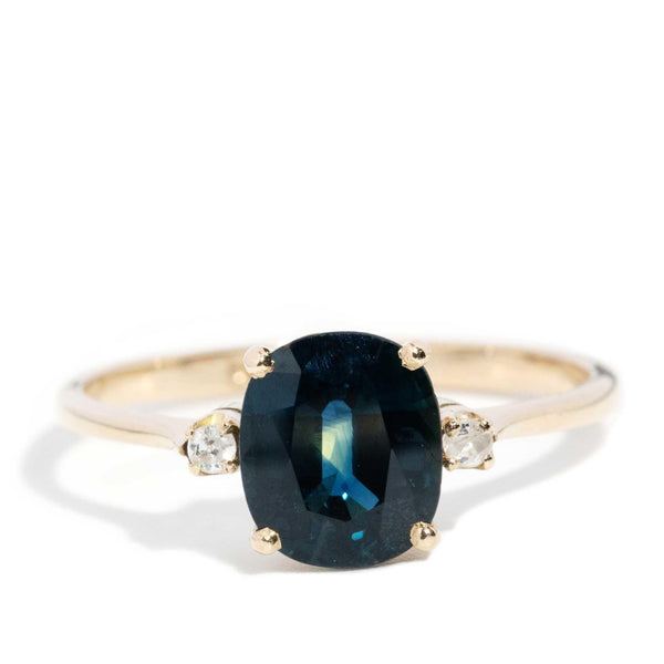 Kaylee 1980s 1.60ct Blue Sapphire & Diamond Ring 14ct Gold