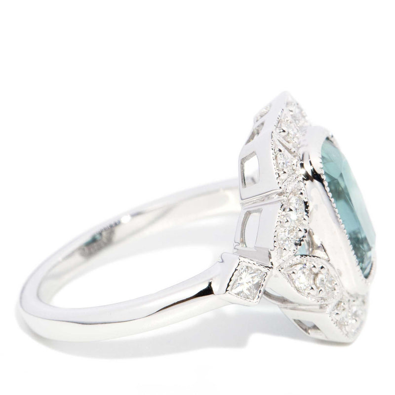 Keita 2.66ct Teal Tourmaline & Diamond Ring 18ct White Gold