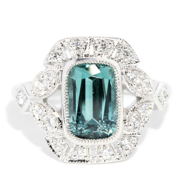 Keita 2.66ct Teal Tourmaline & Diamond Ring 18ct White Gold