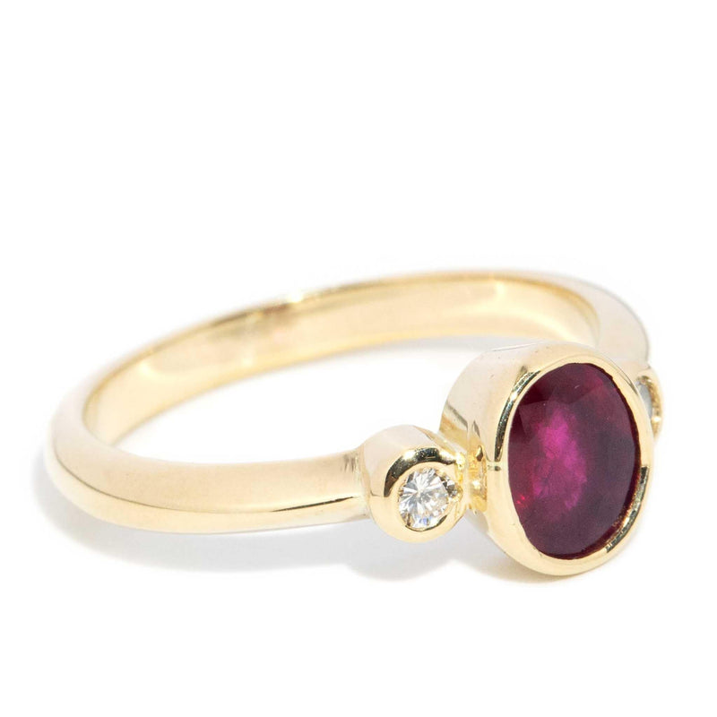 Khloe 1980s 1.00 Carat Ruby & Diamond Ring 18ct Gold