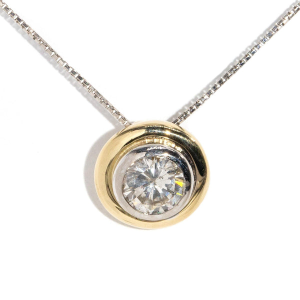 Kinsley 1990s Diamond Slider Pendant & Chain 18ct Gold