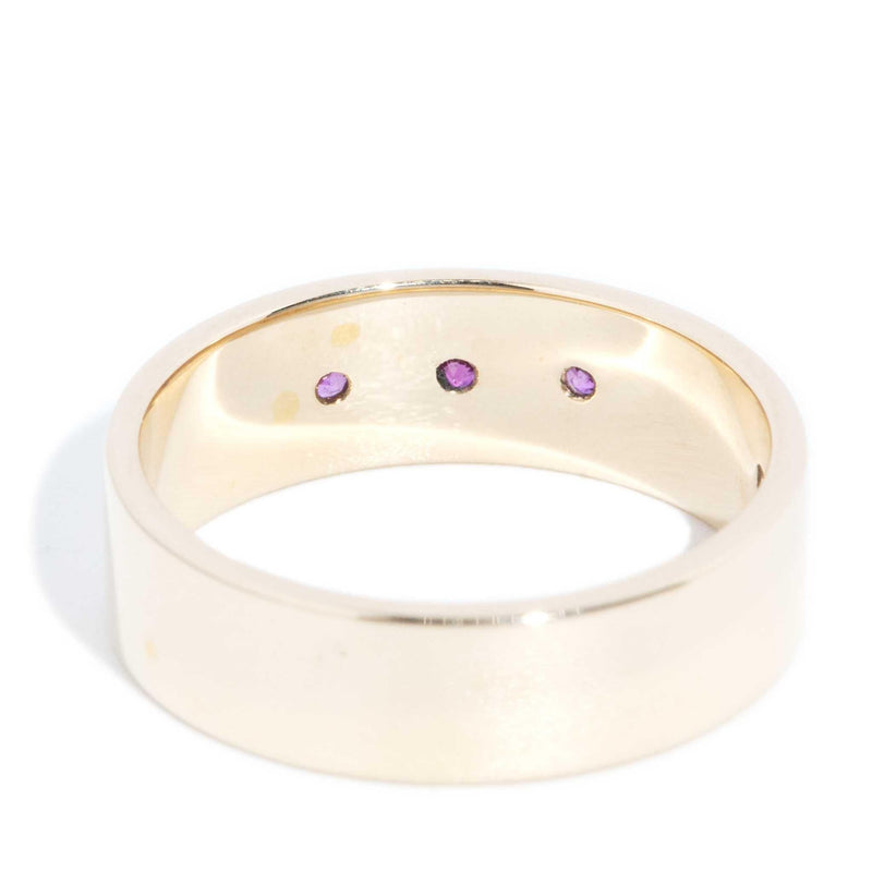 Laelia 1970s Pink Sapphire Band 9ct Yellow Gold