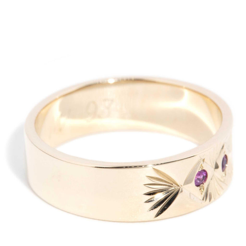 Laelia 1970s Pink Sapphire Band 9ct Yellow Gold