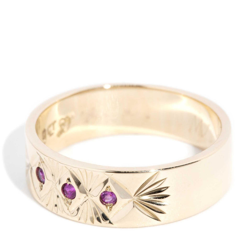 Laelia 1970s Pink Sapphire Band 9ct Yellow Gold