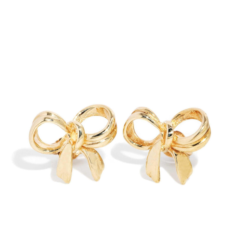 Heather 1990s Bow Stud Earrings 9ct Gold