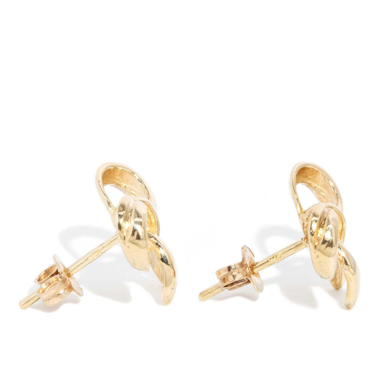 Heather 1990s Bow Stud Earrings 9ct Gold