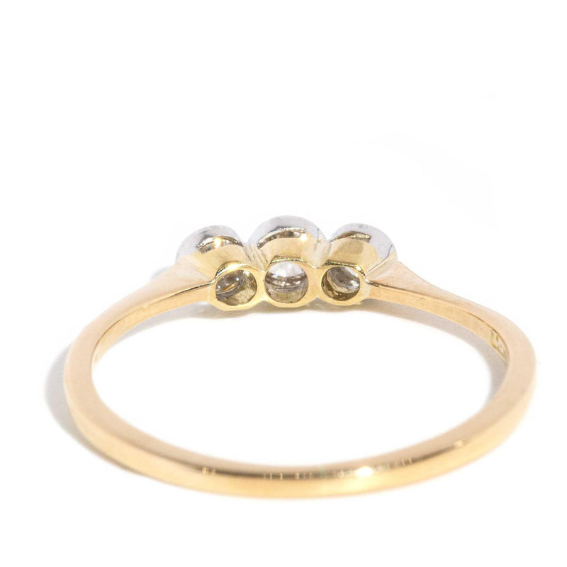 Leah 1950s Diamond Three Stone Ring 18ct Gold