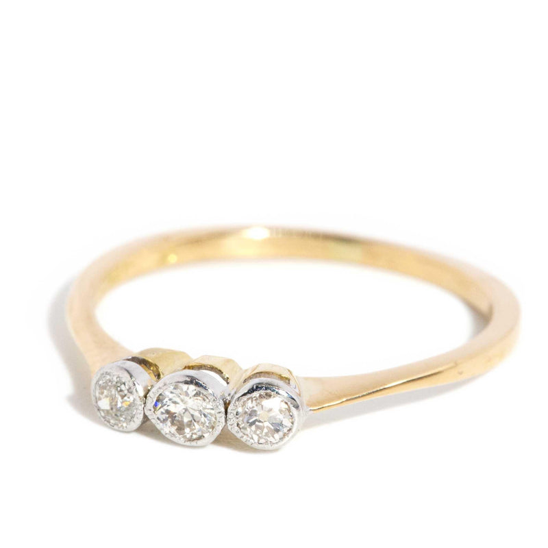 Leah 1950s Diamond Three Stone Ring 18ct Gold