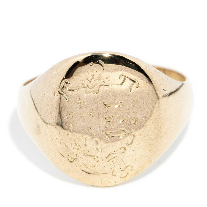 Leonard 1950s Coat of Arms Signet Ring 9ct Gold