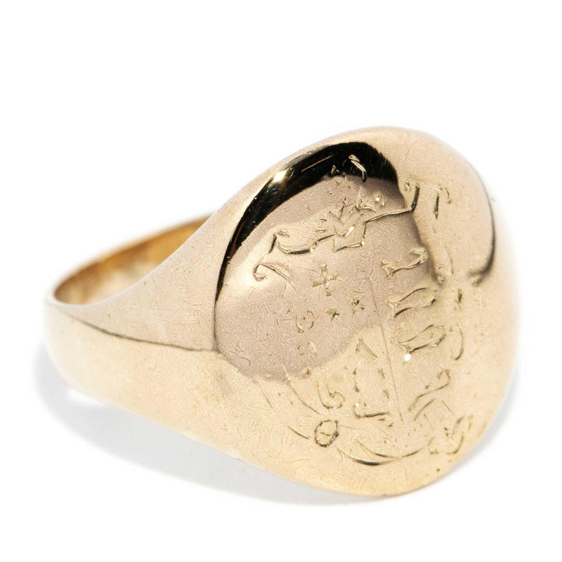 Leonard 1950s Coat of Arms Signet Ring 9ct Gold