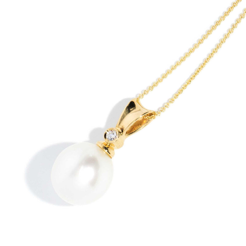 Lettie 1990s Diamond & Pearl Pendant 18ct Gold