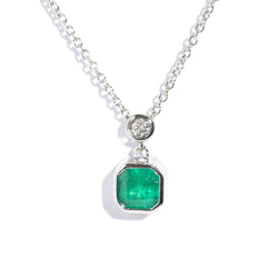 Lily Reinvented Emerald & Diamond Necklet 18ct White Gold