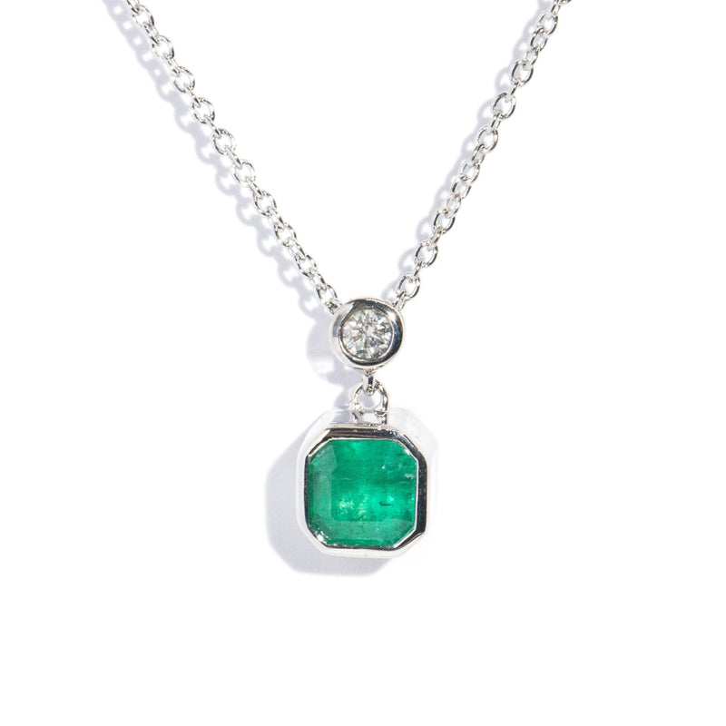 Lily Reinvented Emerald & Diamond Necklet 18ct White Gold