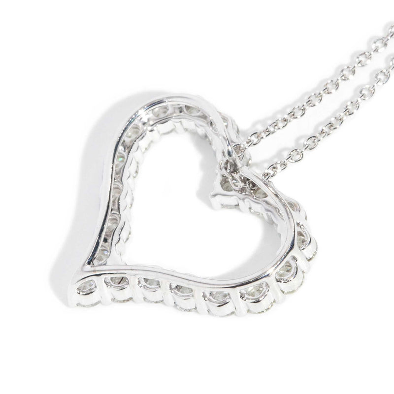 Lola Diamond Heart Pendant & Chain 18ct White Gold