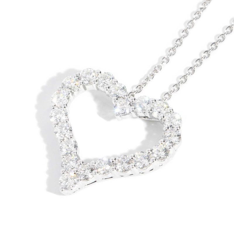 Lola Diamond Heart Pendant & Chain 18ct White Gold