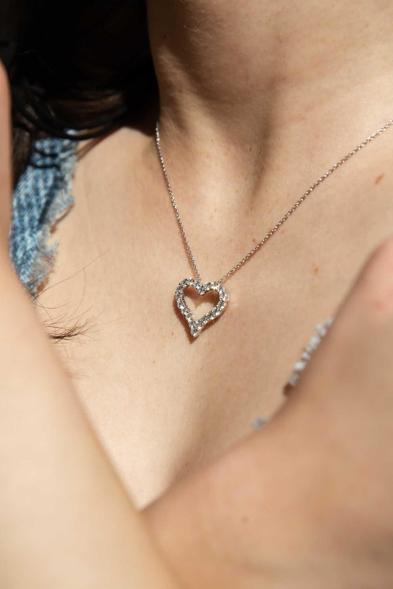 Lola Diamond Heart Pendant & Chain 18ct White Gold