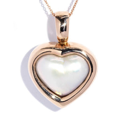 Lulu 1980s Pearl Heart Enhancer Pendant 9ct Rose Gold