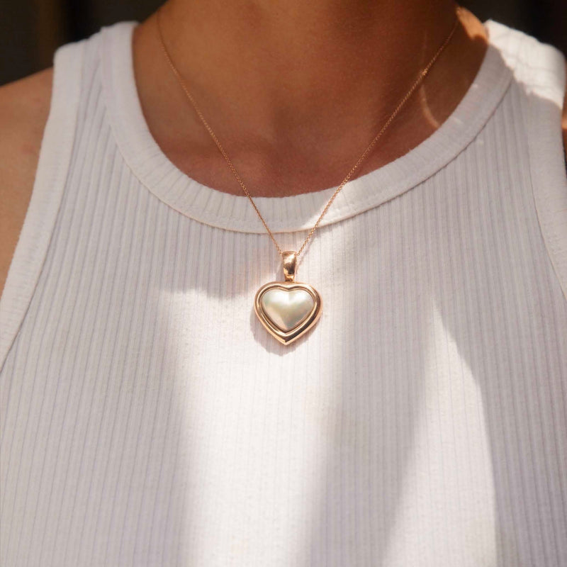 Lulu 1980s Pearl Heart Enhancer Pendant 9ct Rose Gold Pendants/Necklaces Imperial Jewellery 