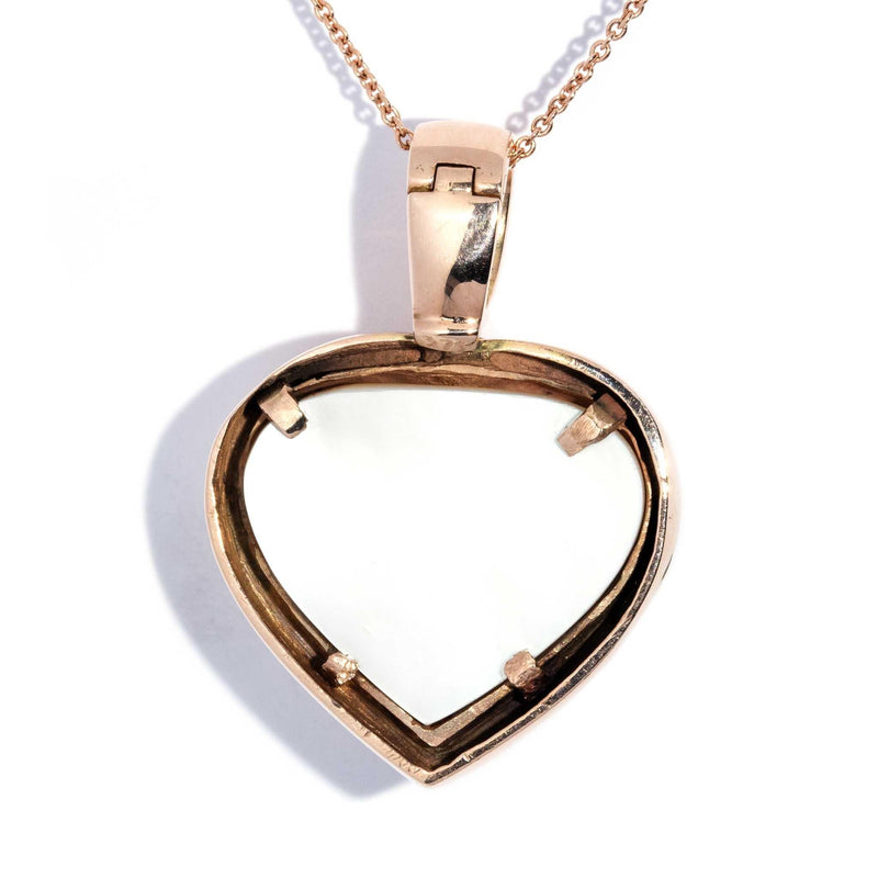 Lulu 1980s Pearl Heart Enhancer Pendant 9ct Rose Gold