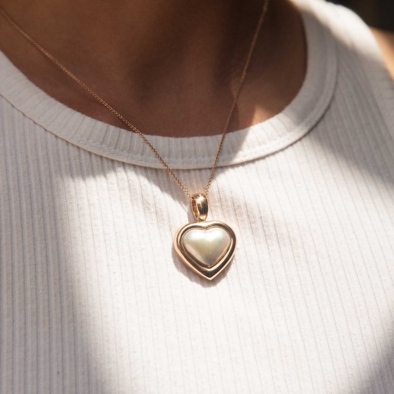 Lulu 1980s Pearl Heart Enhancer Pendant 9ct Rose Gold Pendants/Necklaces Imperial Jewellery 