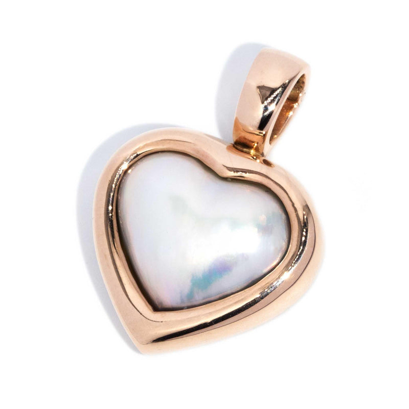 Lulu 1980s Pearl Heart Enhancer Pendant 9ct Rose Gold