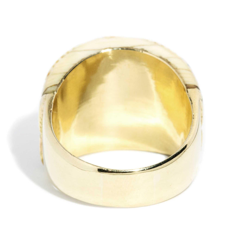 Lyanna 1950s Etched Bone Ring 18ct Gold