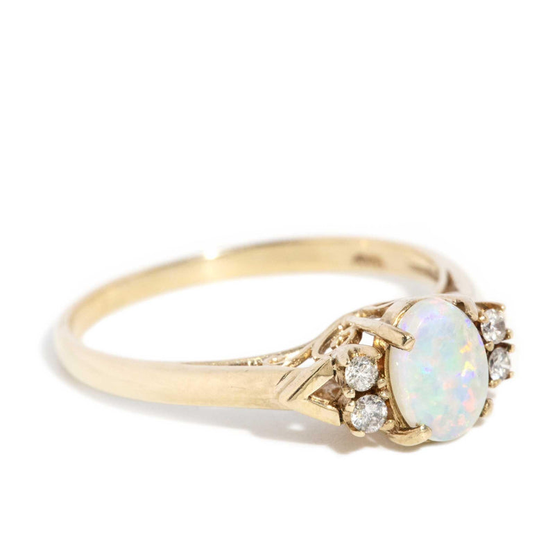 Macy 1980s Opal & Diamond Ring 9ct Gold